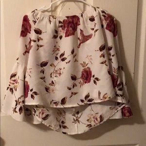 Off the shoulder, floral top!